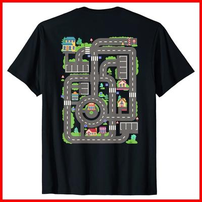 Kid Play Cars On Dad Back Race Track Mat Fathers Day Black Cotton T-Shirt Unisex T-Shirt