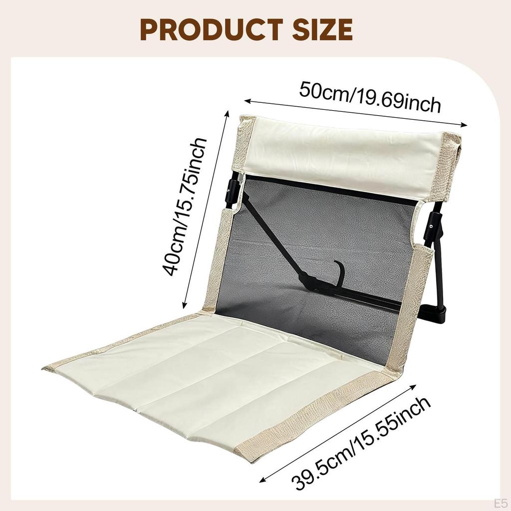 Camping Chair with Backrest Camp Seat Beach Cushion Lounge Foldable for Park Barbecue