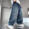 2025 New Boys' Loose Wide-Leg Denim Pants - Stylish and Comfortable for Teens