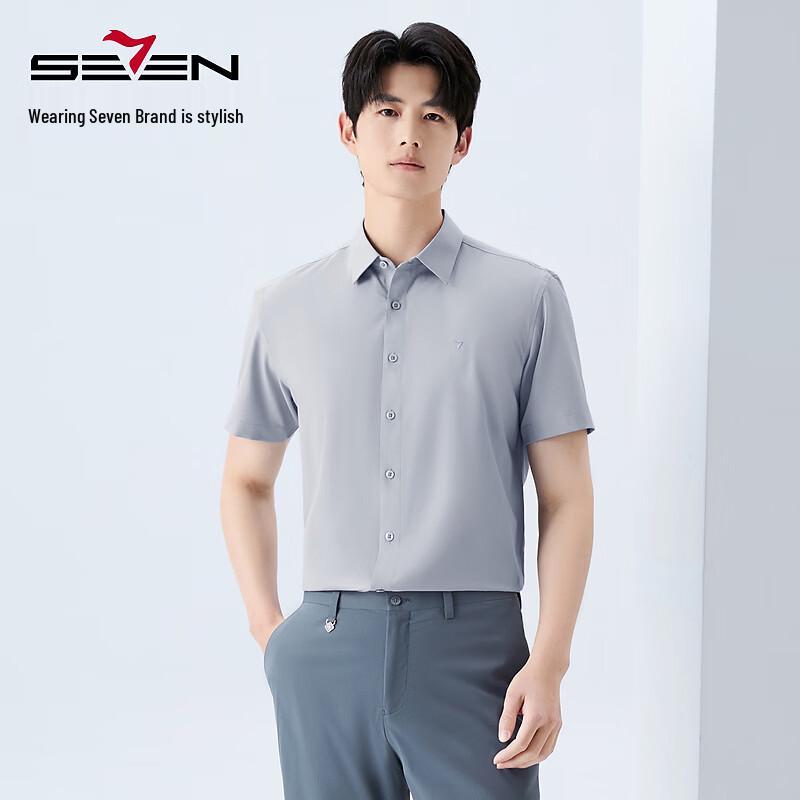 SEVEN Men s Modal Blend Short-Sleeve Business Casual Shirt 42