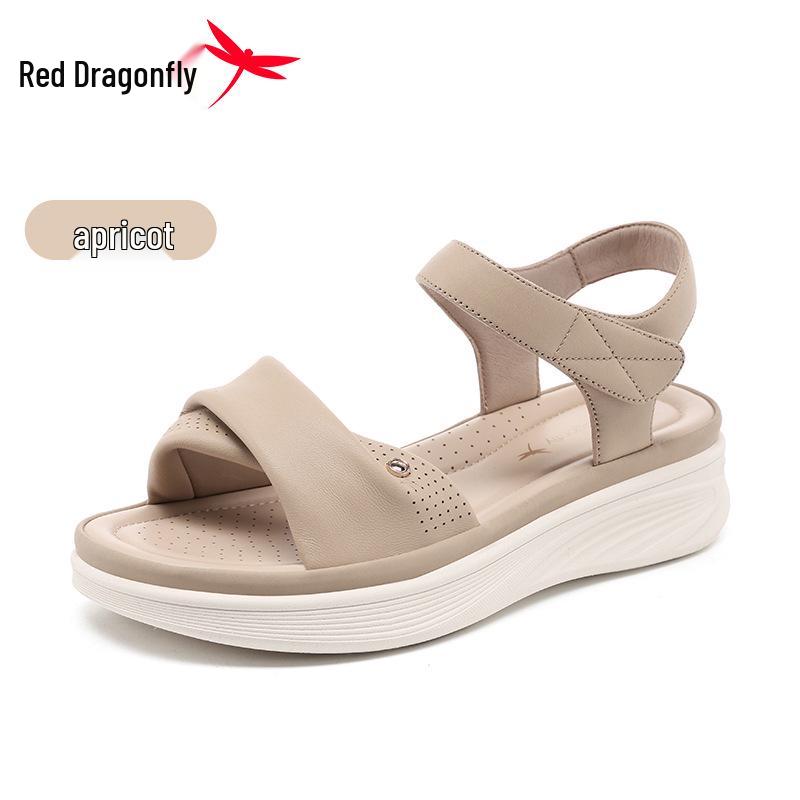 Red Dragonfly Women s Genuine Leather Soft Sole Sandals - Summer 2026 Collection 38 абрикосовый