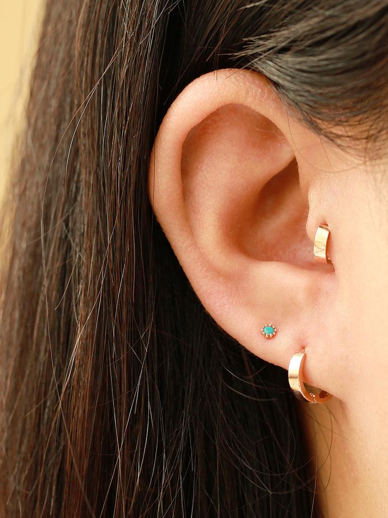 Minimalpiercing 14K Helix Inner Conch Tragus Cartilage Plain One-Touch Ring Piercing Earrings