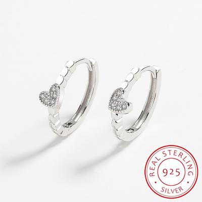 Classic Heart Shape 925 Silver Earring for Women Love Original Genuine Sterling Silver Anniversary Gift Jewelry Sterling Silver Jewelry