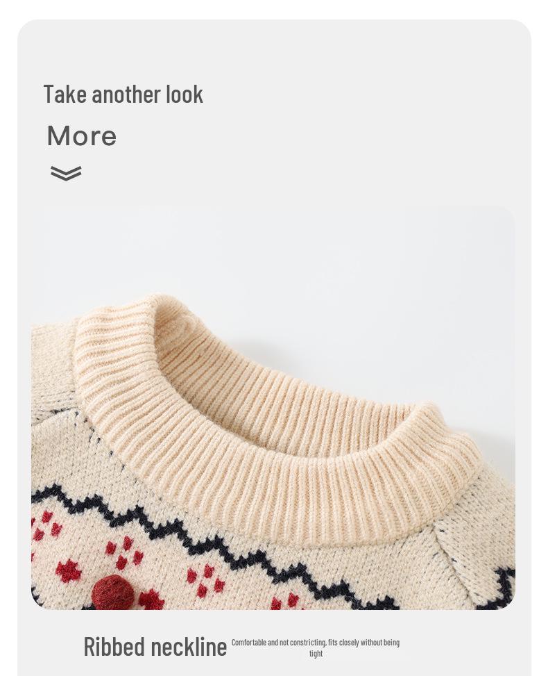 DUUDUU 2025 Roter Strickpullover im koreanischen Stil für Kinder - Warmes Herbst-/Winteroberteil