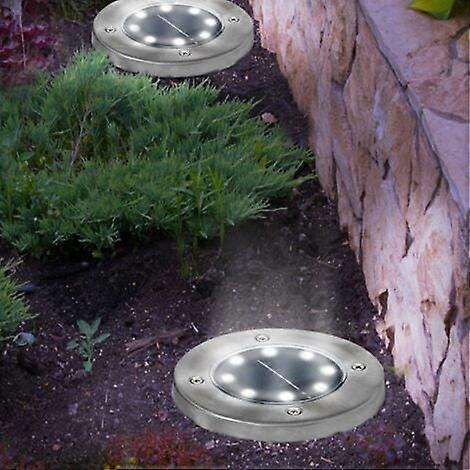 Set of 10 solar discs with LED garden spots to plant