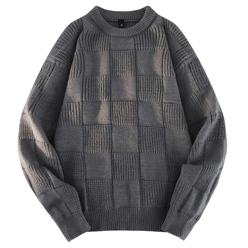 

Новый осенне-зимний национальный тренд свитер мужской зимний вязаный базовый свитер нижнее белье парный топ 3XL серый