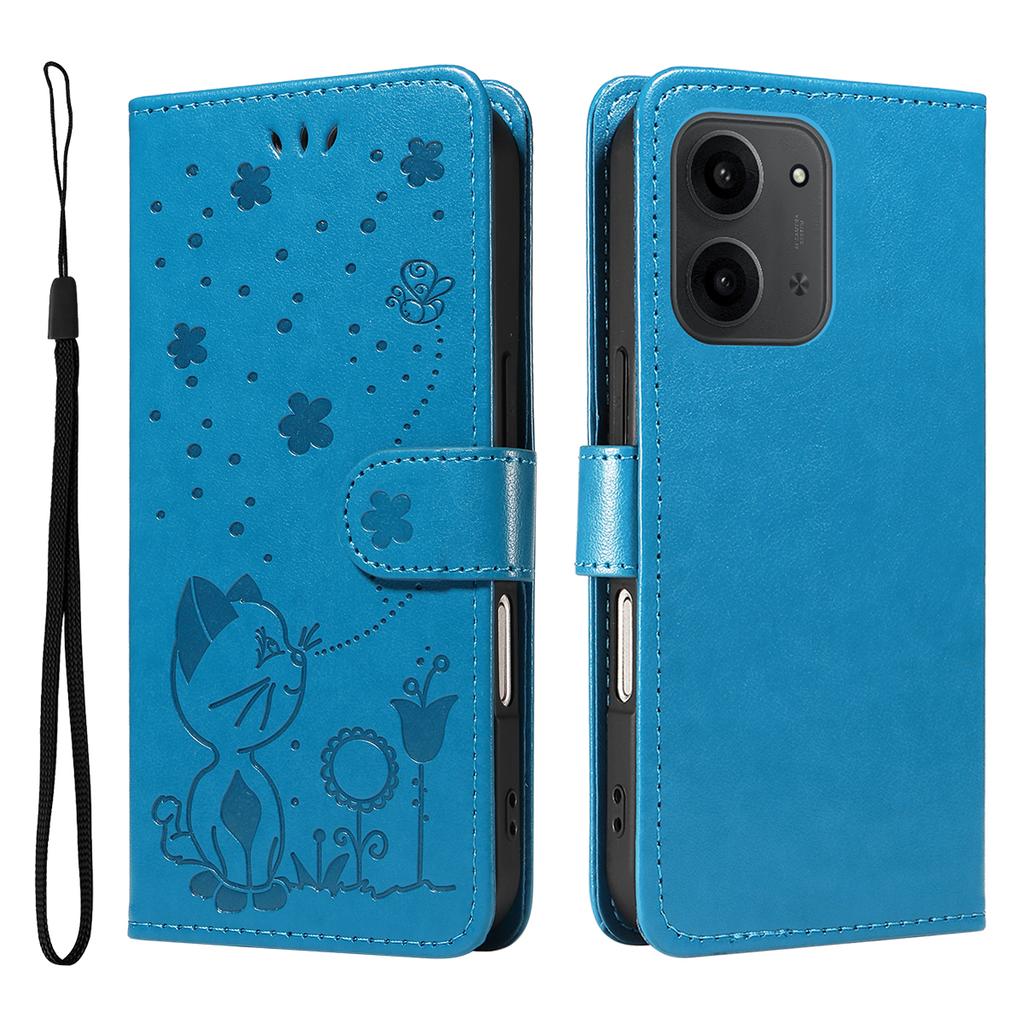 For Xiaomi Redmi 15C 4G (171mm) Leather Wallet Case Cat Bee Pattern Phone Cover Stand