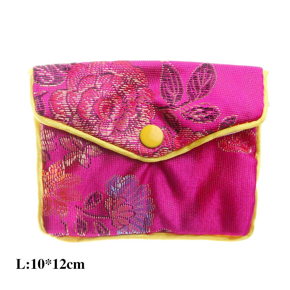 Container Purse Silk Embroidery Floral Coin Purse Snap Handmade Chinese Buckle Wallet Jewelery Bag Handbags Jewelery Storage