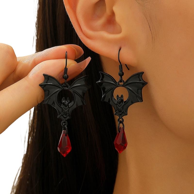 Bat And Spiders Dangle Earrings Gothic Jewelry Alloy For Women Halloween Party Outfits