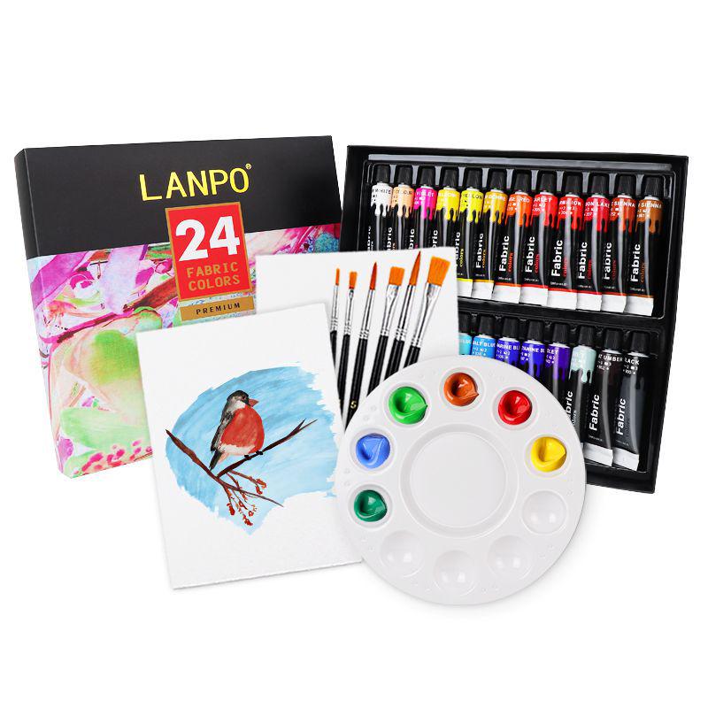 LANPO Acrylic Paint Set: 24 Colors, Waterproof, Beginner-Friendly, Boxed for DIY Projects