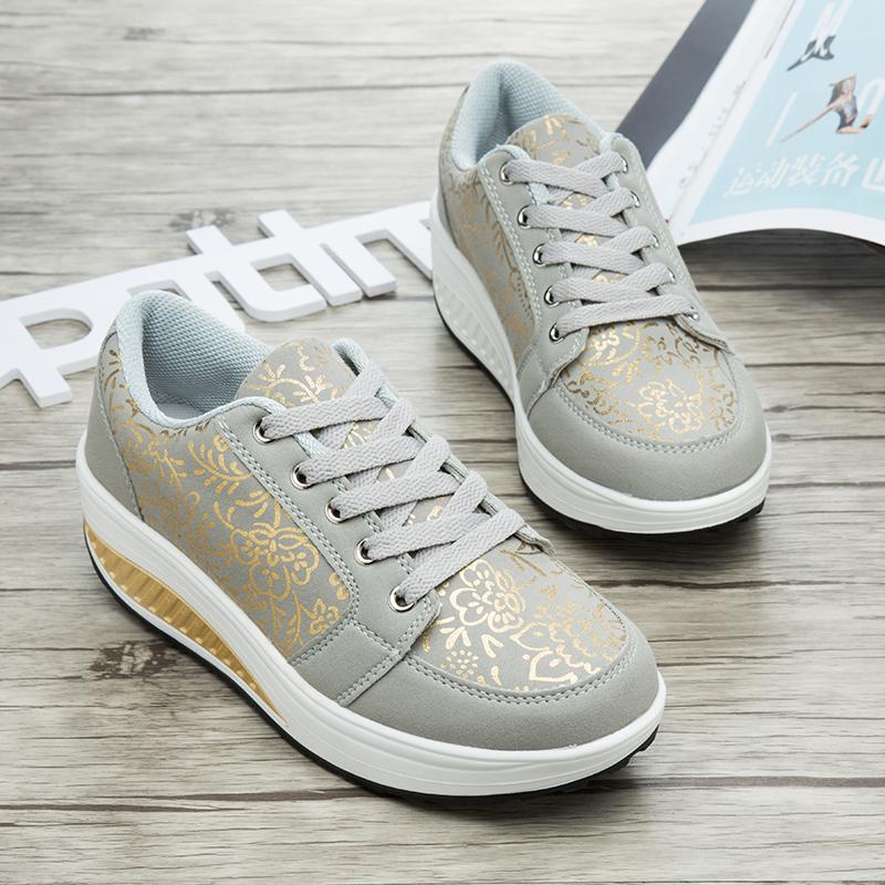 35-42 Women's Plus Size Fashionable Thick Sole Height Increasing Sports and Leisure Shoes Rocking Shoes