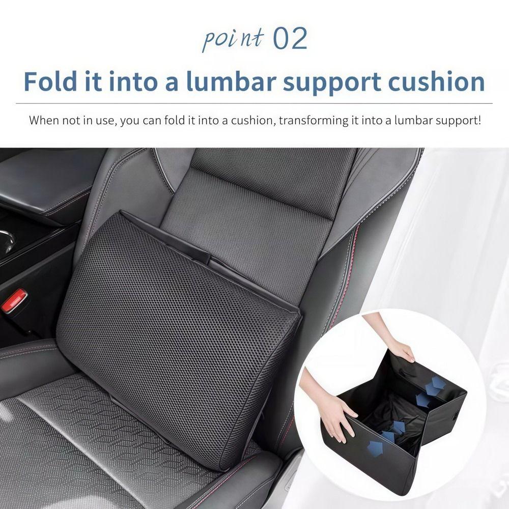 Rectangle Car Lumbar Support Cushion 2-in-1 Car Back Cushion  Back Support Trunk Storage