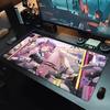 Large Gaming Mouse PadAntislip Rubber Base Stitched Edges Purple Hair Demon Anime Girl Art Print Extended Office Gamer Mat