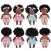 8 Inch Black Reborn Doll with Dress Curly Hair 20cm Realistic Baby Doll Simulation Toys Full Vinyl Body for Girls Birthday Gift