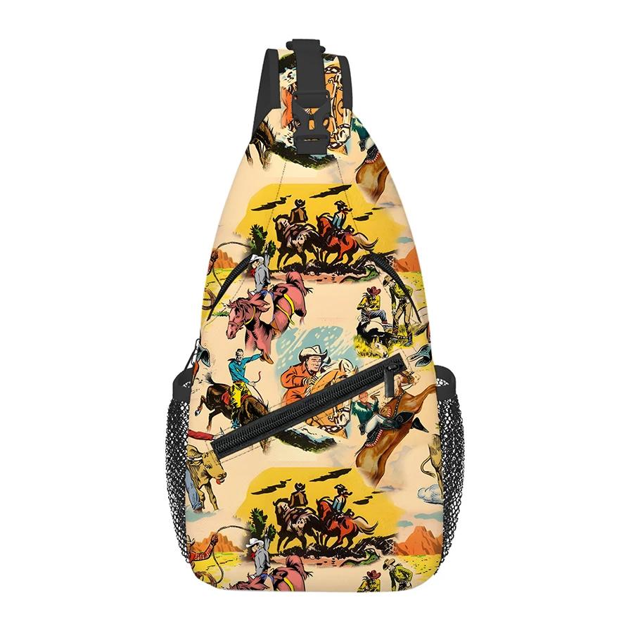 Cowboy Pattern Small Chest Bag Men's and Women's Best Gift 2D Cartoon Large Capacity Outdoor Sports Leisure Fashion Backpack