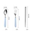 4pcs Stainless Steel Tableware Set Portable Fork Spoon Chopsticks Cutlery with Storage Box Dinnerware Sets Kitchen Accessories