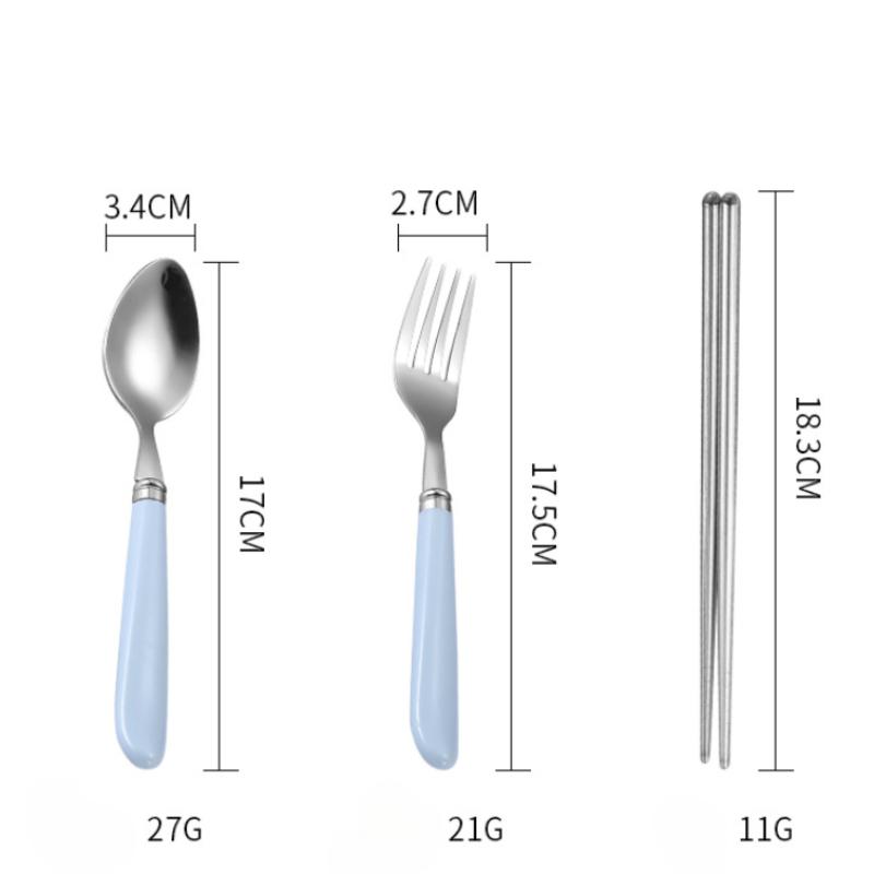 4pcs Stainless Steel Tableware Set Portable Fork Spoon Chopsticks Cutlery with Storage Box Dinnerware Sets Kitchen Accessories