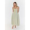 Women's Square Neck Sleeveless Midi Dress Spaghetti Strap High Waist A Line Flowy Long Summer Casual Dress With Pockets
