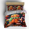 Gingerbread Man Christmas Decor Bedding Duvet Cover Set Duvet Cover Pillowcases  (1*Duvet Cover 2*Pillowcases, without duvet insert)