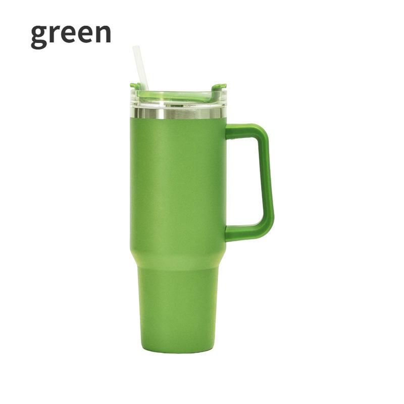

Стакан 40 унций с ручкой и крышкой с трубочкой, изолированная многоразовая бутылка для воды из нержавеющей стали, чашка для холодного кофе, кружка для путешествий для горячих и холодных напитков зелёный