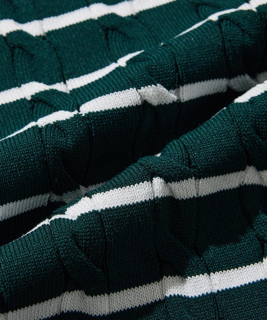 STCO Diems Ice Touch Cable Short Sleeve Knit_Green (Classic Fit)_Dktxb65Cte
