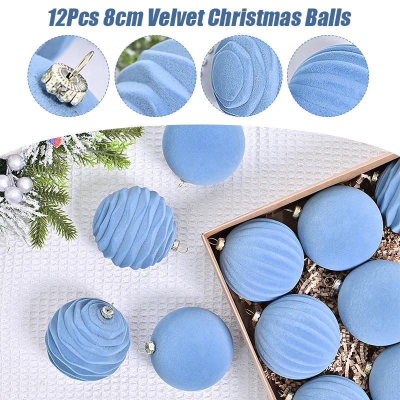 12Pcs 8cm Wine Red Christmas Ball Ornaments Christmas Tree Party Decoration New Christmas Spheres Pendant Decorations