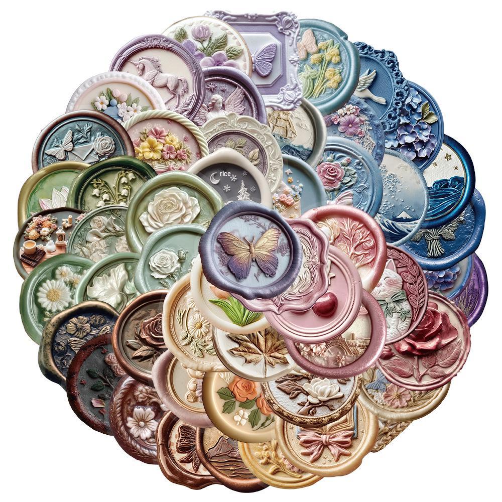 Набор из 52 прозрачных ПЭТ-стикеров с креативным тиснением для журналов No