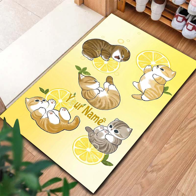 Floral Paws Collection Custom Name Carpet Rug For Living Room Bedroom Home Sofa Decoration Kids Play Nonslip Floor Mat
