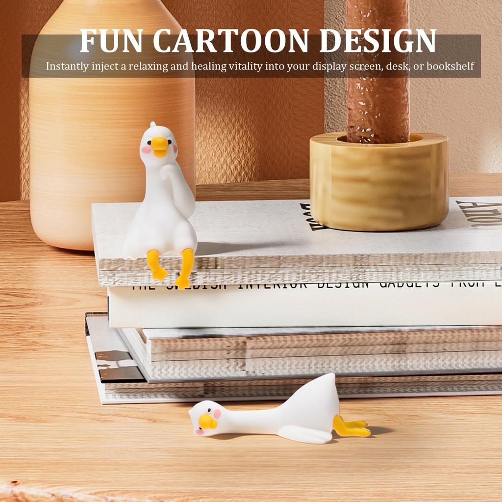 4 Pcs Resin Goose Figurine Computer Monitor Decor Cute Mini Goose Statue for Car Dashboard Funny Desk TV Photo Frame Decoration