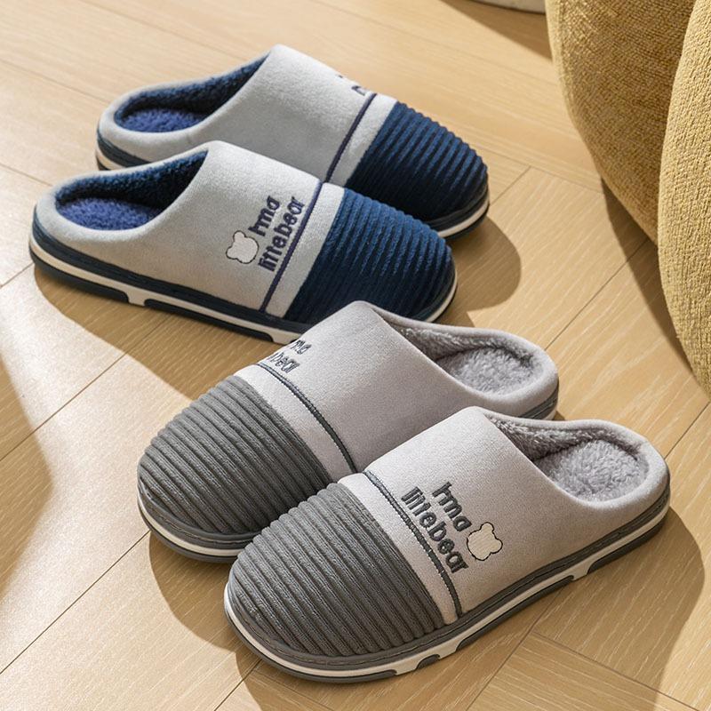New cotton slippers men's home thick bottom velvet warm autumn and winter wear bag head cotton mop
