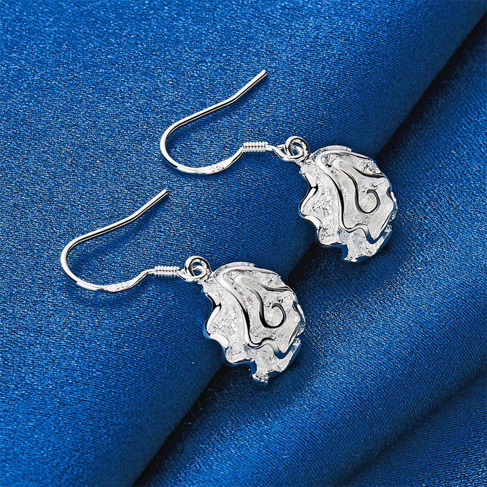 Elegant 925 Sterling Silver Exquisite Rose Earrings for Women, Fashionable Wedding Jewelry Accessories