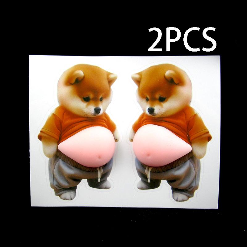 2pcs 3D Shiba Inu Stickers – Cute Orange Apparel Shiba Inu Stickers, 3D Cute Chubby Shiba Inu (Design), Silicone Self-Adhesive