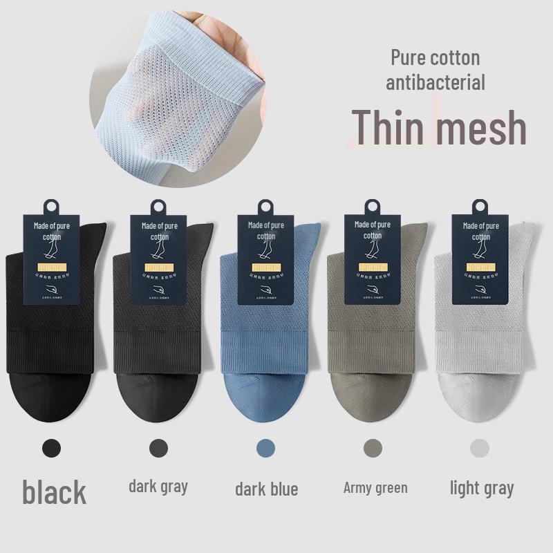 Andningsbara bomullsstrumpor för män, mellanhöga - Svarta (Vår/höst)