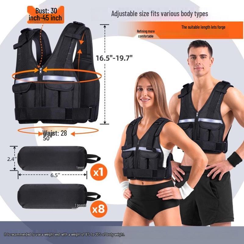 Adjustable Reflective Weighted Vest for Fitness Training