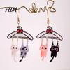 Acrylic Kitten Pendant Jewelry 1 Pair Cute Cat Dangle Drop Earrings for Women, 2D Cartoon Personalized Women Hang on Clothes Hanger Earrings,
