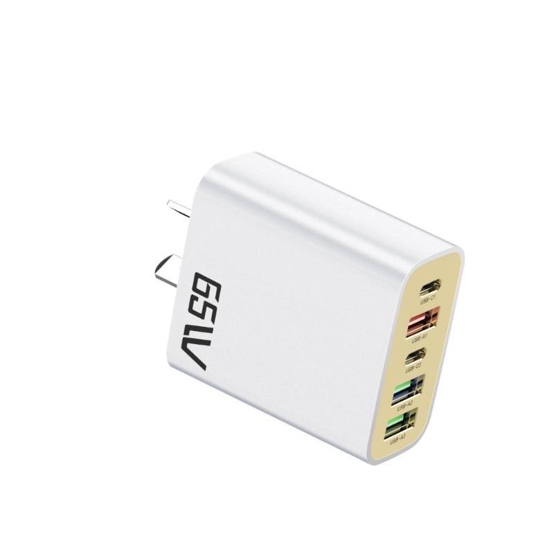 MultiPort PD65W Fast Charger Block 5V3A Power Delivery Compactly Wall Charging Plugs With 2 USB C 3 USB A Ports