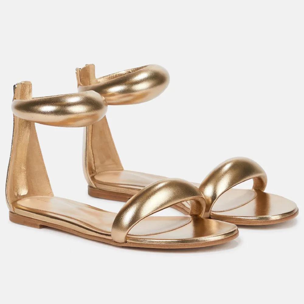 Fashion Brand Design Zipper Flat Bottom Sandals 2025 Summer New Low Heel Round Head Lady Slippers European American Style Women's Shoes