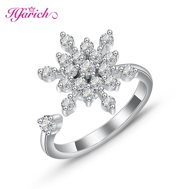 Hfarich Blue Crystal Butterfly Ring Rotate Freely Anti Stress Anxiety Ring For Women Girl Wedding Jewelry Engagement Gifts