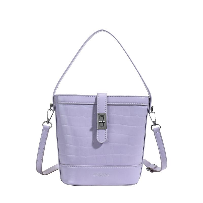 Popular Simple Foreign Style Stone Pattern Bucket Bag Korean Version Casual Work Commute Advanced Sense Messenger Bag Woman