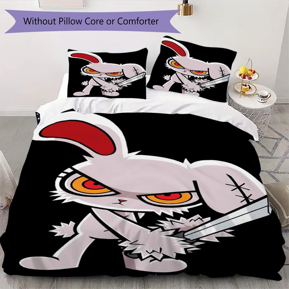 Evil rabbit Pattern Bedding,Quilt Set Quilt Cover Pillowcase Home Birthday Gift (1*duvet cover+2*pillowcase,without core)ZSJT0917411