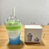 Portable Collapsible Ice Ball Cup with Straw in Silicone for Summer Outdoors