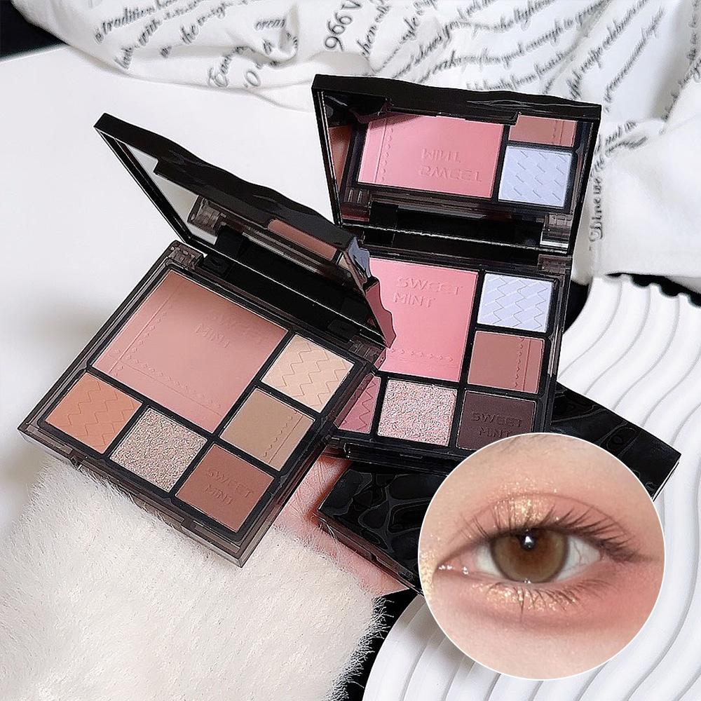 Gradient eyeshadow palette, atmosphere, eyeshadow, high-gloss, repairing blush, all-in-one multi-function integrated palette