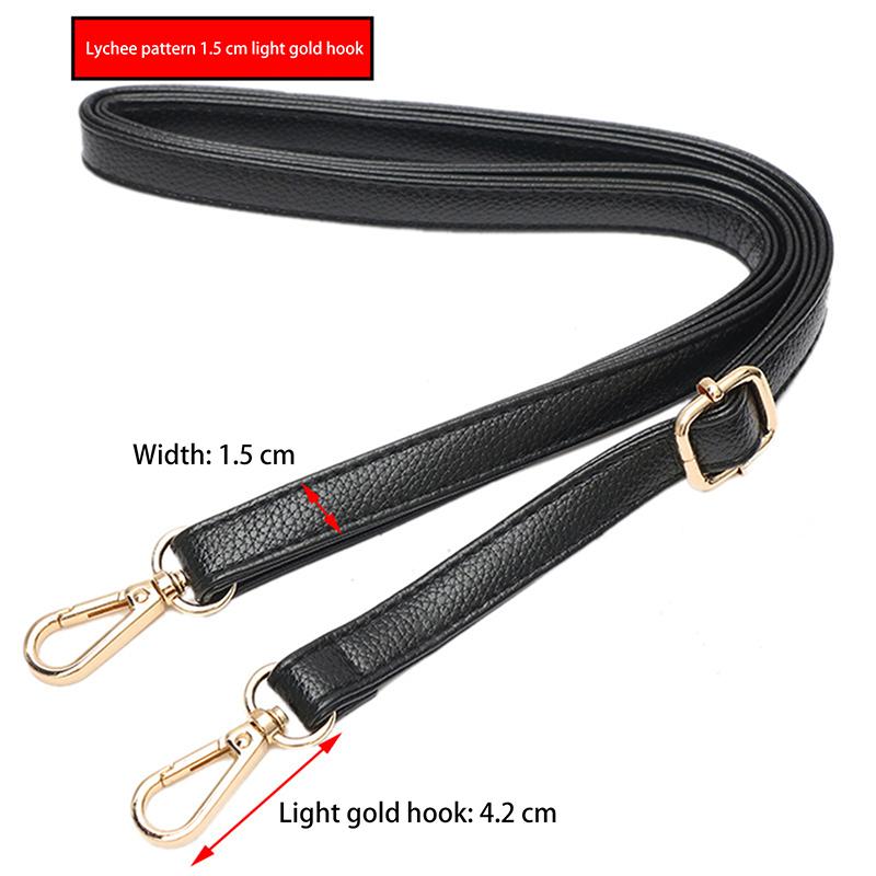 Bag Handle Belt Black Pu Lady Handbag Accessories With Snap Hook/Dog Hook 1.5Cm Width