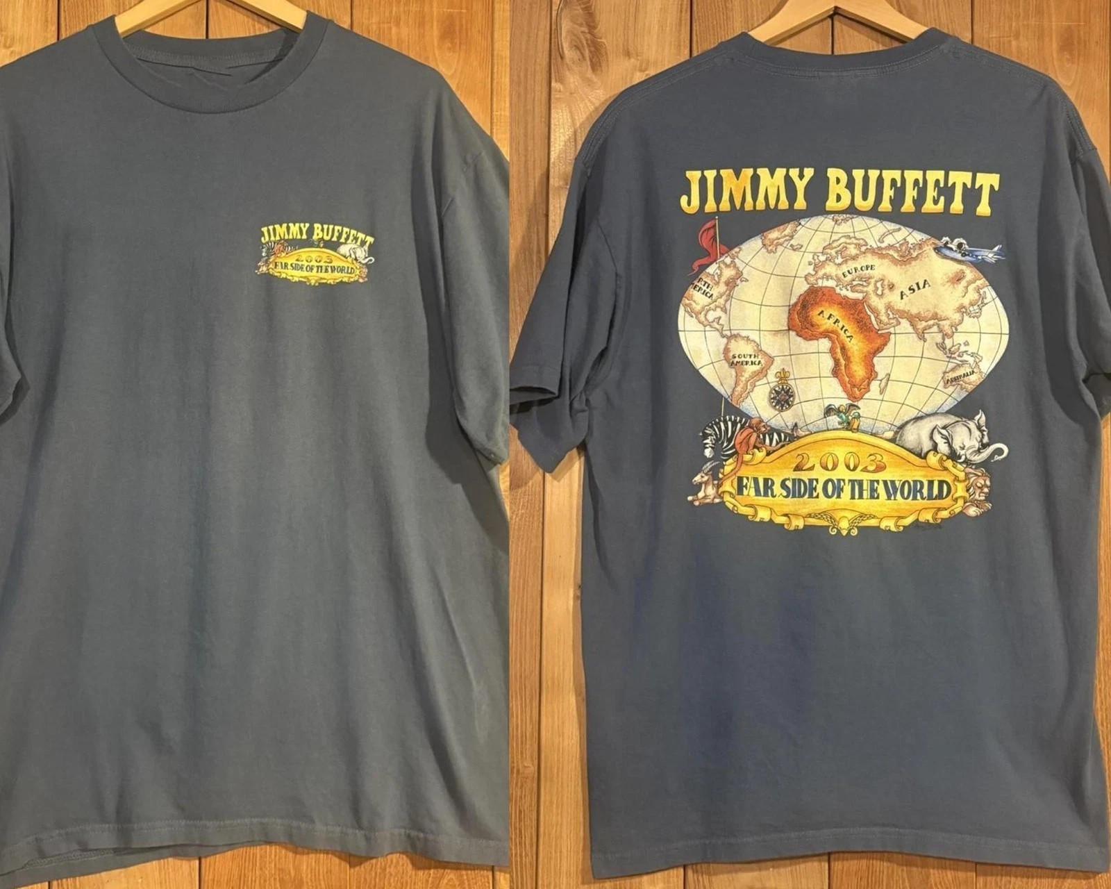 VTG 2003 Jimmy Buffett Far Side of the World Tour 2 Sides Charcoal T-Shirt S-5XL S