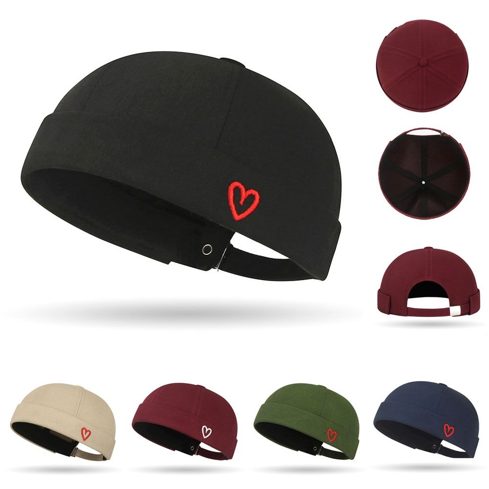 Heart Love Label Brimless Hat Cotton Skull Cap Casual Beanie Hats  Men and Women