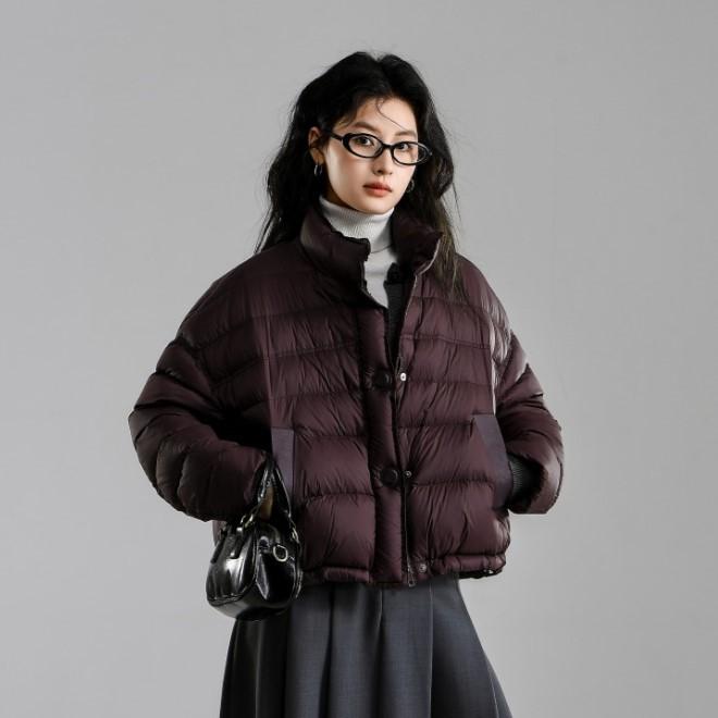 Winter new white duck down jacket design sense niche pocket stand-up collar casual jacket women