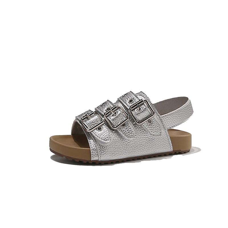 

Punk Outdoor Summer Children s Platform Sandals Trendy Rivets Buckle Beach Shoes Boy Non-Slip Girls Casual Wading Sandals J03314 26 серебряный