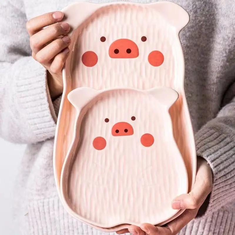 Korean Style Ceramic Household Tableware,Cute Rabbit Dish,Dim Sum Dish,Rice Bowl,Fruit Bowl,Salad Flavor Dish,Specialty Plates