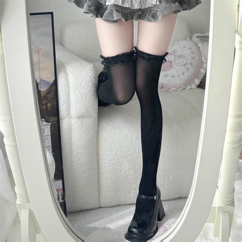 Lace Long Knee Socks, Stockings, White Lolita Thigh Socks Women, Stockings Jk Stockings