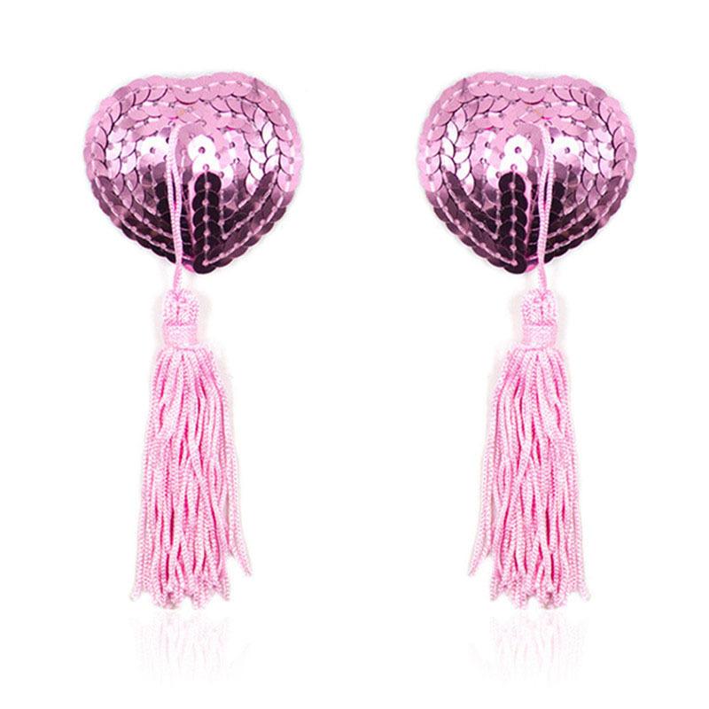 Heart Nipple Cover Porn Reusable Self Adhesive Tassel Bra Covers Silicone Pasties Breast Bra Sequin Heart Shape Nipple Stickers